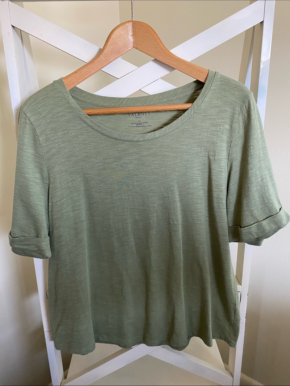 Talbots Light Sage Short Sleeve Scoop Neck Top